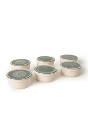 Hermia Set de 6 Cajas de Almacenaje de Cerámica en Crema